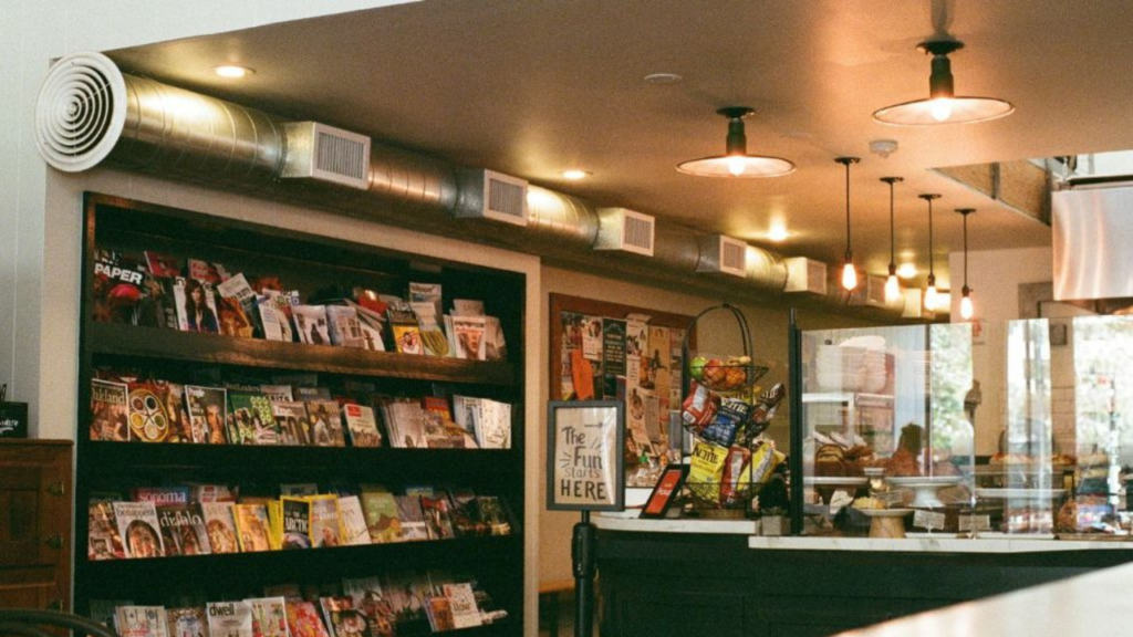 Small retail store with efficient lighting and modern fixtures