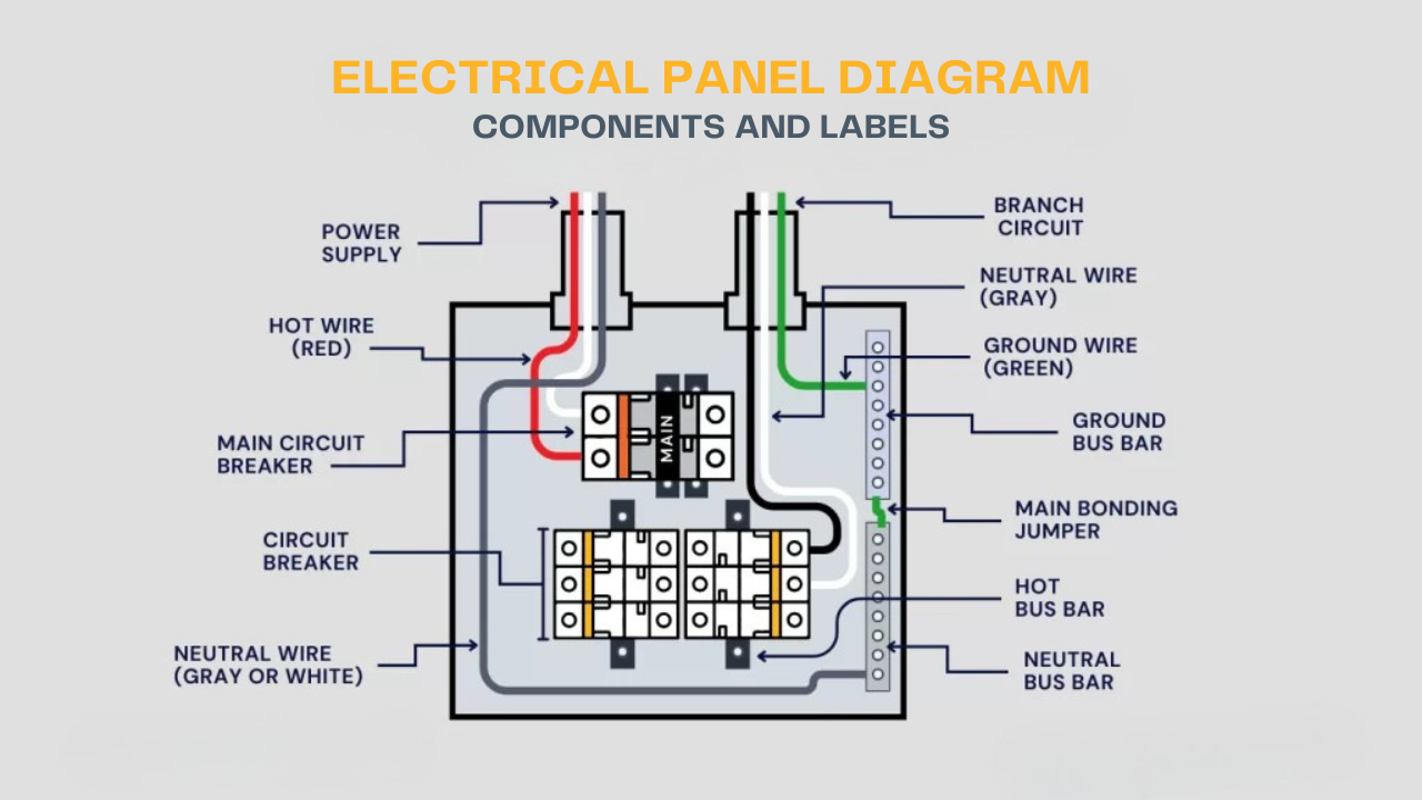 Electrical Panel Diagram with Labeled Components