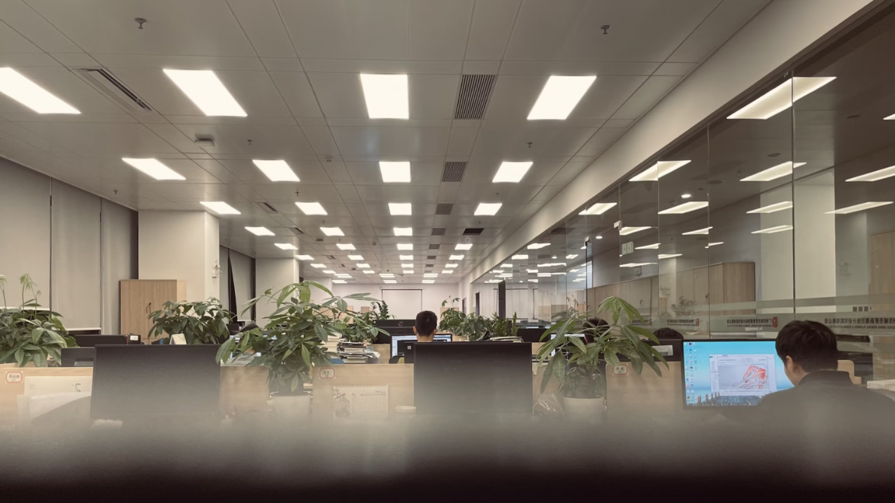 Smart Lighting Panels Enhancing Productivity in a Business Space