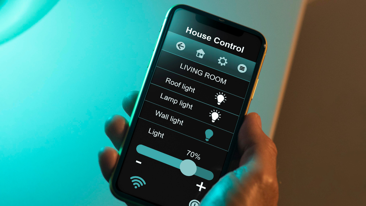 Modern smart lighting system illuminating a contemporary home, showcasing energy-efficient and automated lighting control